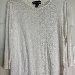 Norton McNaughton Petites Long Sleeved Sheer White Top Size PL